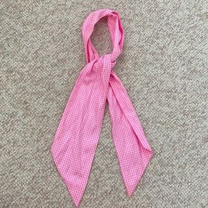 Pink and white gingham silky scarf